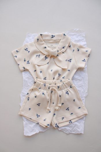 Blueberry Printed Ribbed Neck Tie Set