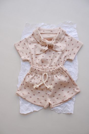 Leaf Print Ribbed Neck Tie Set