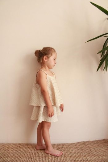 Striped Ruffled Girls' Spaghetti Strap and Shorts Set