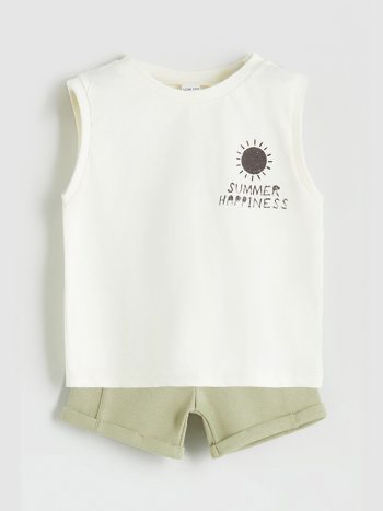 LCW Baby Printed Cotton Baby Boy Tank Top and Shorts Set (2 Pieces)