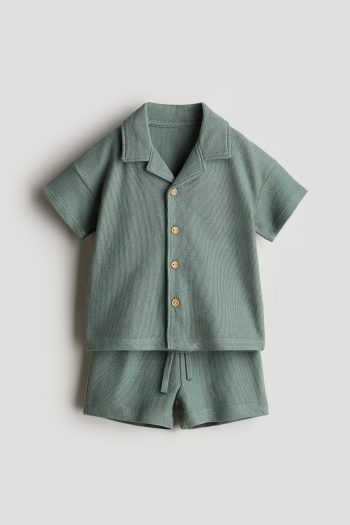2-Piece Towel Fabric Shirt and Short Set