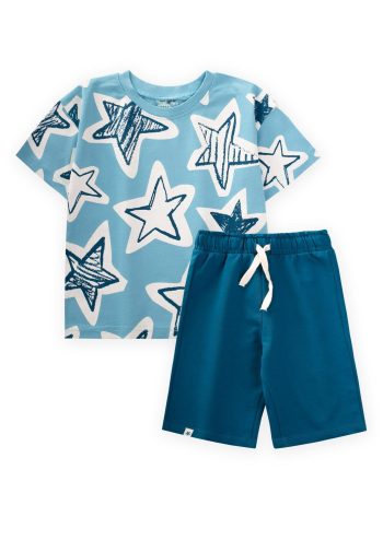 Patterned Basic Capri Set Turquoise