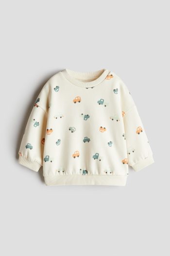 Printed Sweatshirt - Cream/Cars - KIDS | H&M TR 2PRINTED SWEATSHIRT