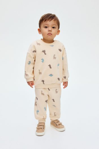 2-PIECE PRINTED AND FURRY SWEATSHIRT SET