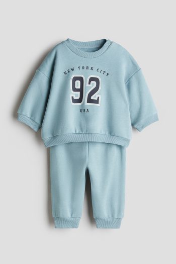 2-PIECE PRINTED AND FURRY SWEATSHIRT SET