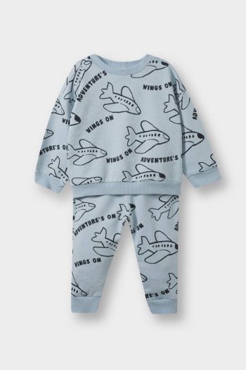 Baby Boy 2-Piece Set Printed Sweatshirt Tracksuit Bottoms