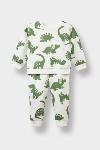 Baby Boy 2-Piece Set Dinosaur Printed Sweatshirt Tracksuit Bottoms