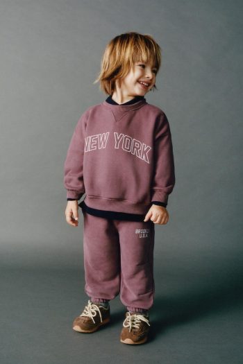 Boy's Cotton New York Printed Sweatshirt Tracksuit