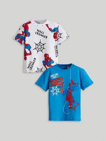Blue Spider-Man Printed Boys' T-Shirt 2 Pcs