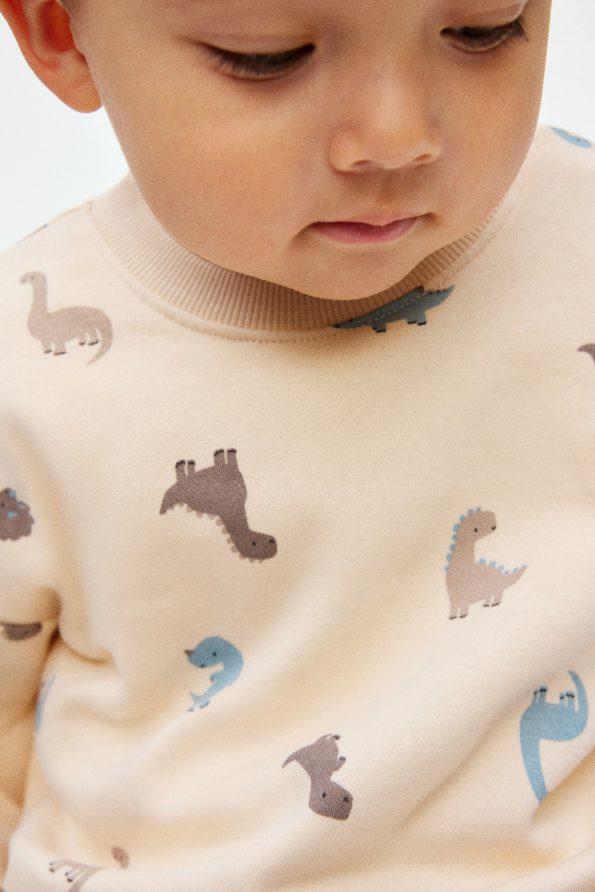 2-Piece Printed Fleece-Lined Sweatshirt Set