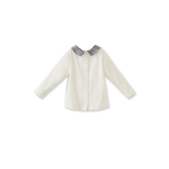 Checked Collar Detail Grey Cotton Two-Piece Set
