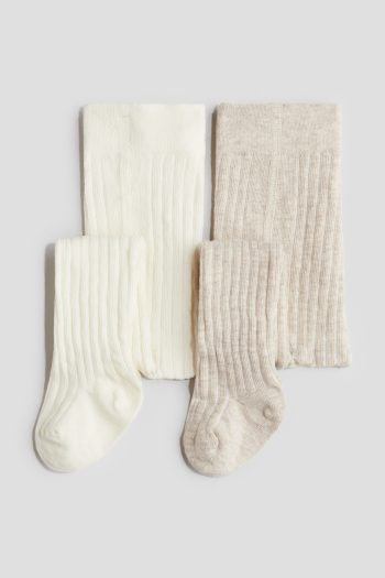 2-Pack Rib-Knit Tights