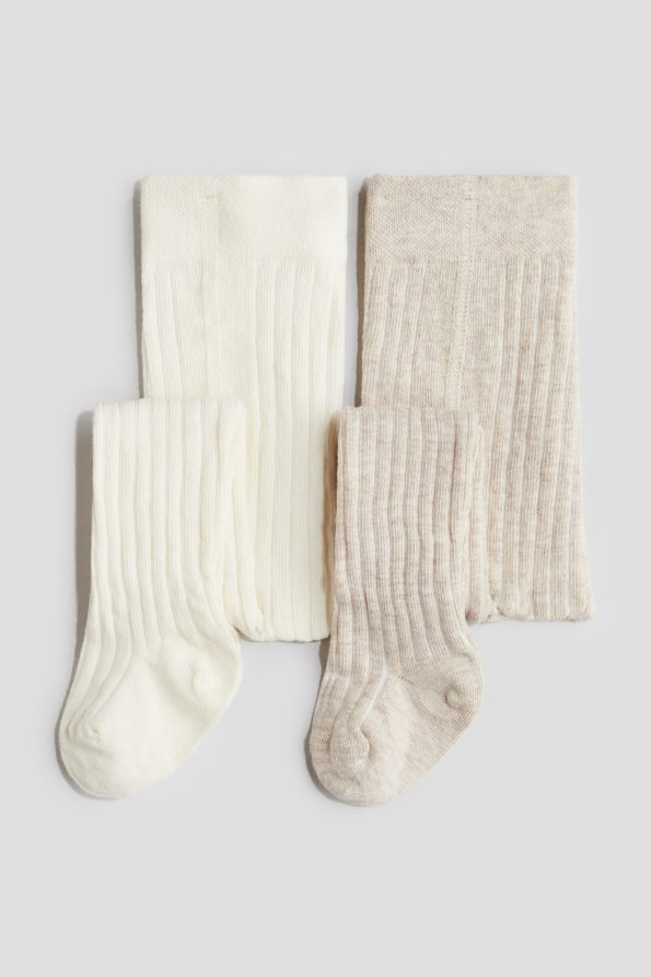 2-Pack Rib-Knit Tights