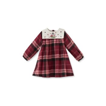 Plaid Burgundy Cotton Dress