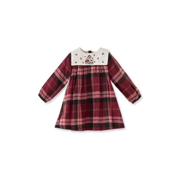 Plaid Burgundy Cotton Dress