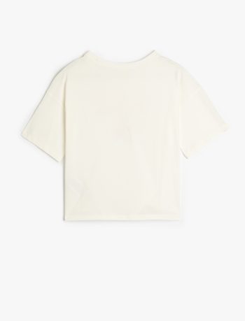 Girls' Cotton Short Sleeve T-Shirt with Print Details