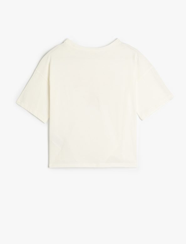 Girls' Cotton Short Sleeve T-Shirt with Print Details