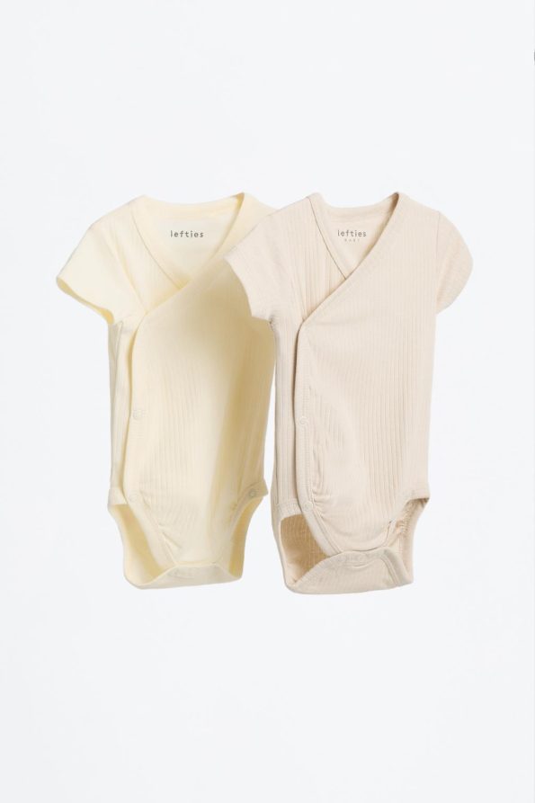 2-Pack Ribbed Kimono Bodysuit Set