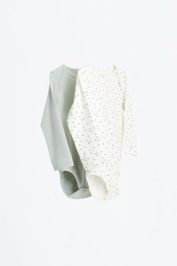 2-Piece Contrast Bodysuit Set