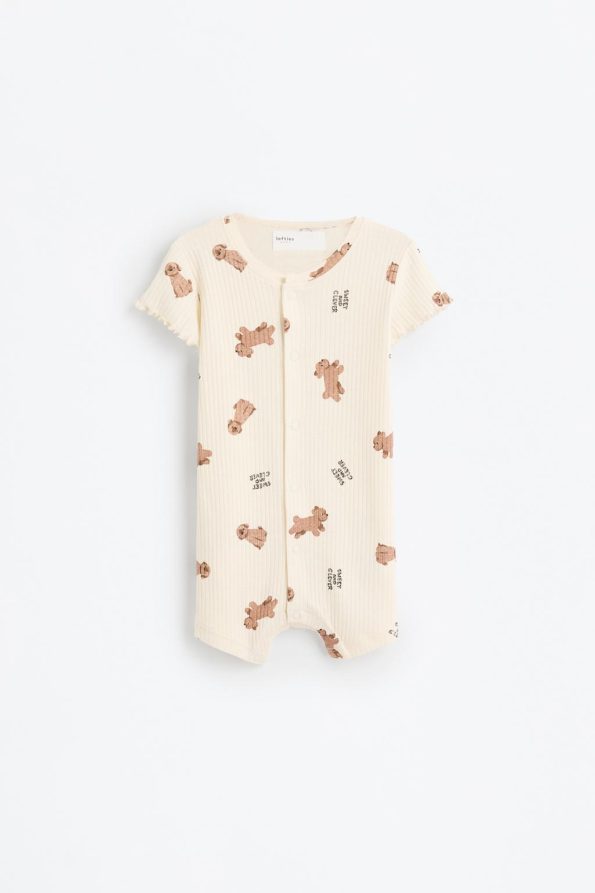 Patterned Ribbed Romper