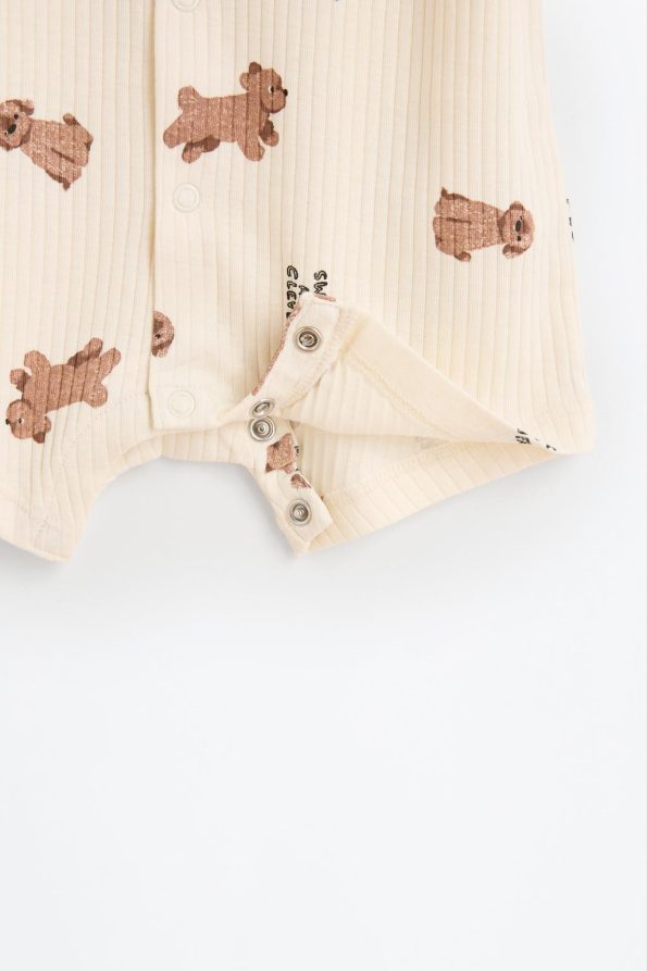 Patterned Ribbed Romper