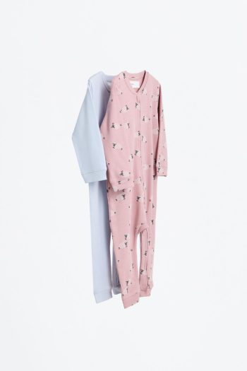 2-Piece Bear Print One-Piece Pajama Set