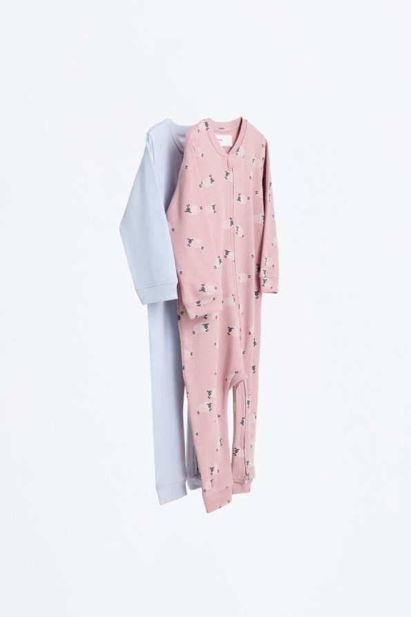2-Piece Bear Print One-Piece Pajama Set