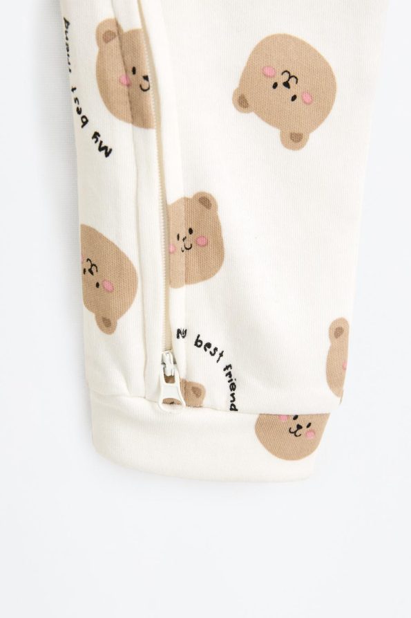 2-Piece Bear Print One-Piece Pajama Set