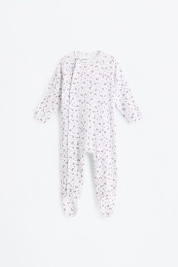 All-Over Patterned Knit Pajama Romper