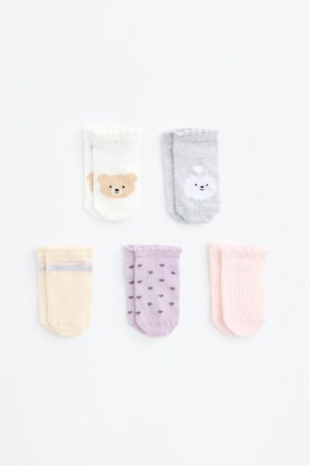 5-Pack Bear Pattern Ankle Socks