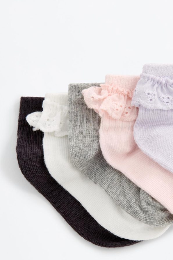 5-Pack Lace Trim Ankle Socks