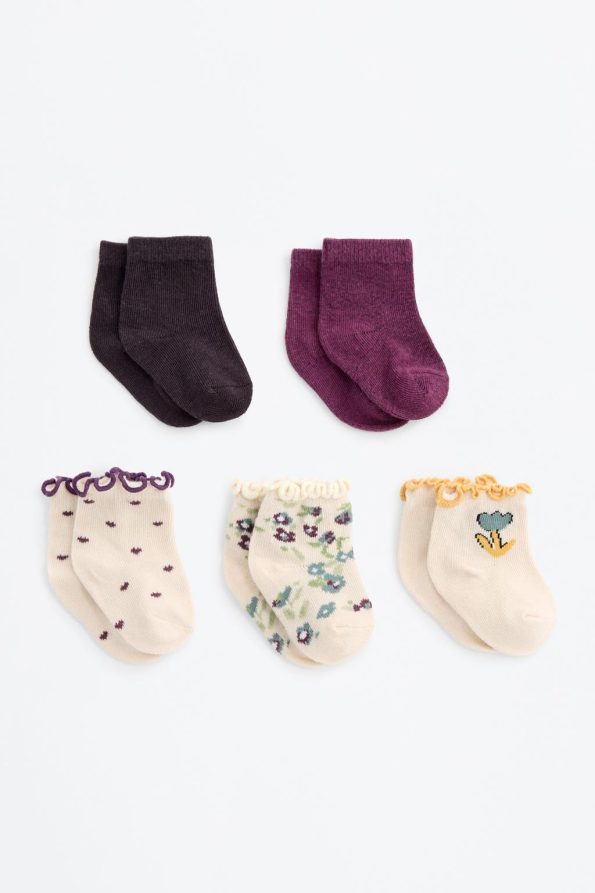Set of 5 Long Floral Pattern Socks