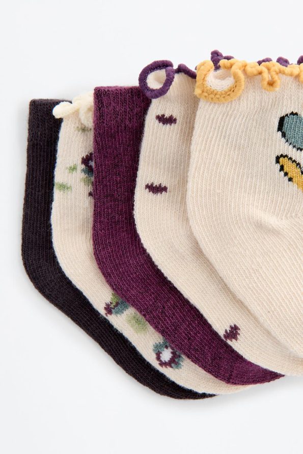 Set of 5 Long Floral Pattern Socks