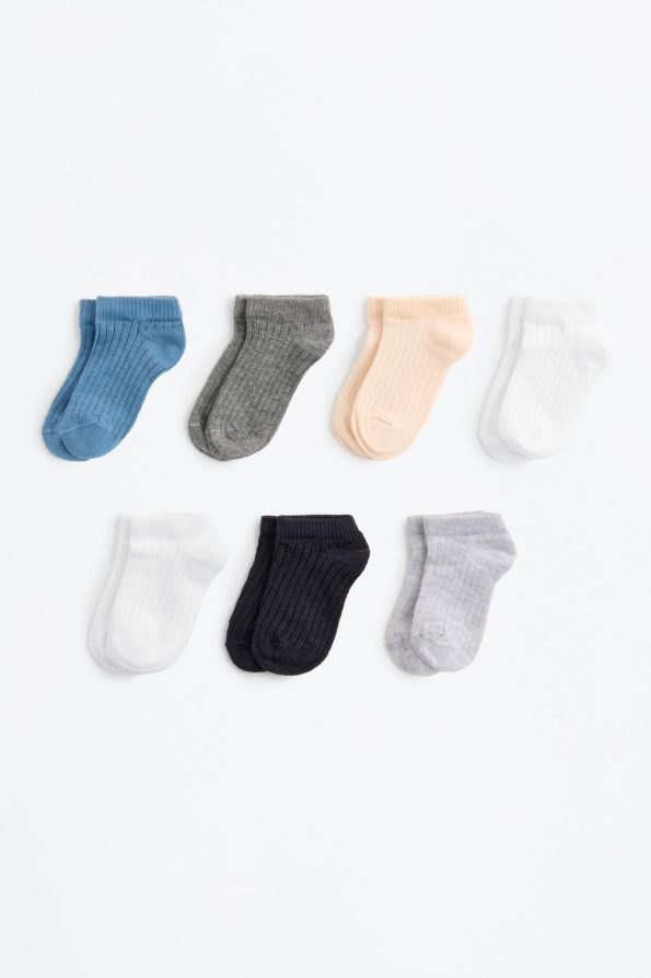 7-Pack Ribbed Ankle Socks