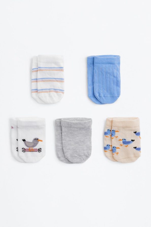 5-Pack Bird Pattern Ankle Socks