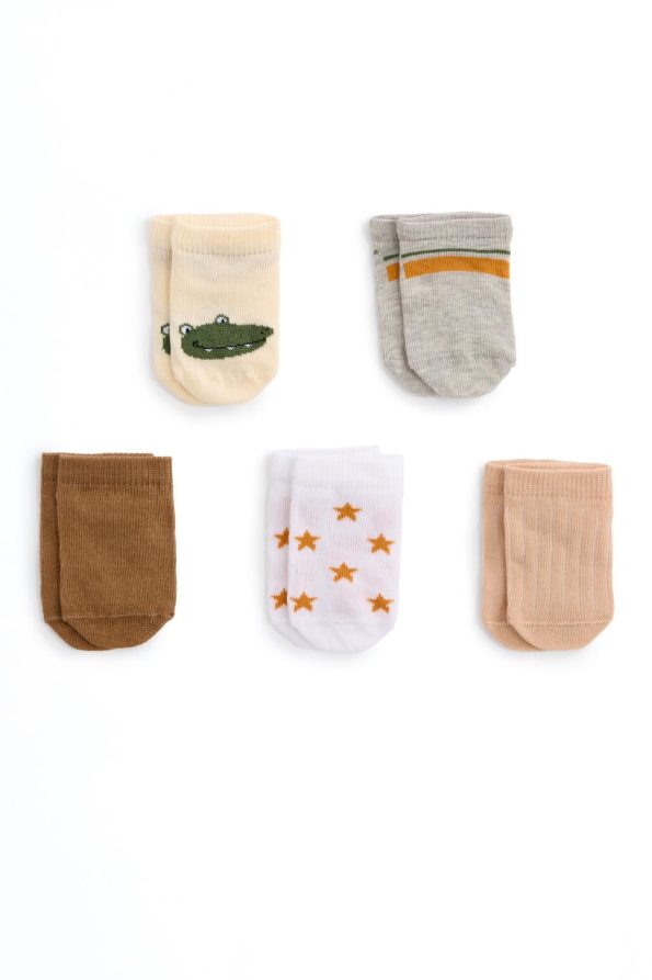 5-Pack of Crocodile Pattern Ankle Socks