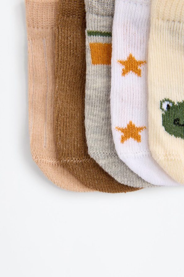 5-Pack of Crocodile Pattern Ankle Socks