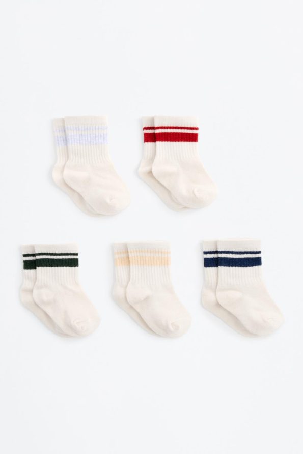 5-Pack Ribbed Striped Long Socks