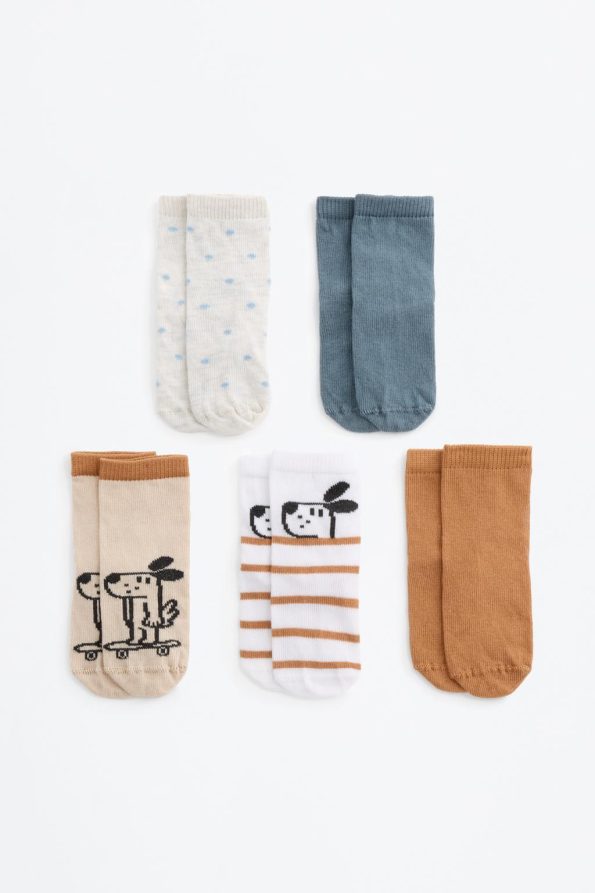 5-Pack Puppy Print Ankle Socks