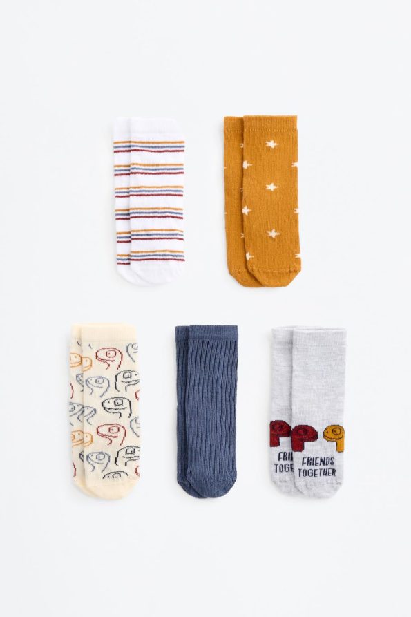 5-Pack of Dinosaur Patterned Long Socks