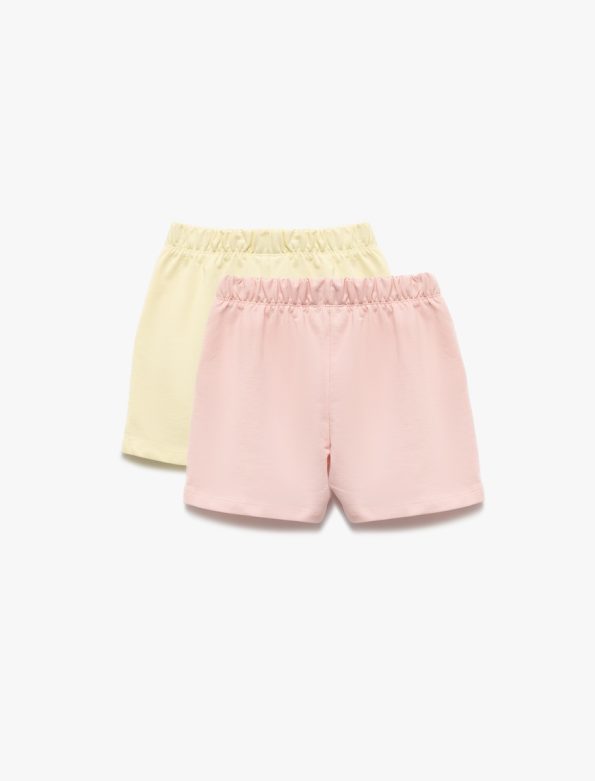 Girls' Cotton Elastic Waist Basic Multicolor Bermuda Shorts Set