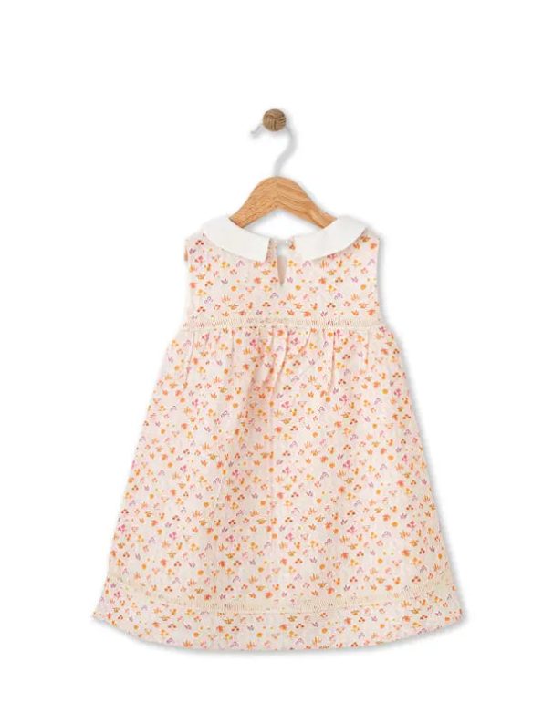 Bloomy Spring Patterned Orange Dress