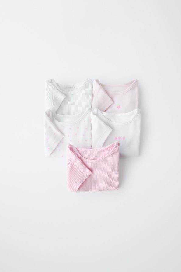 5-Pack of Strawberry Print Bodysuits