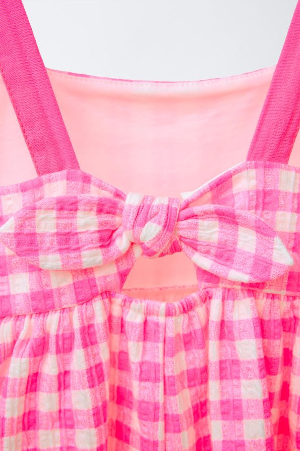 Textured Printed Dress with Bow