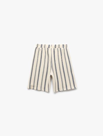 Boys' Cotton Striped Shorts with Drawstring and Pocket Details