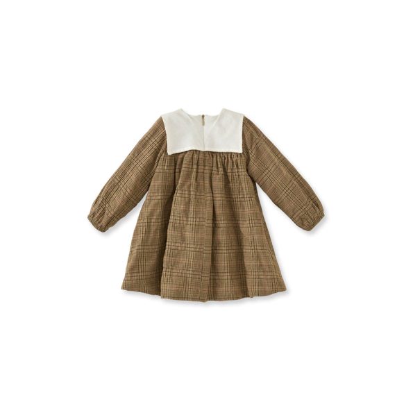 Brown Checkered Cotton Dress