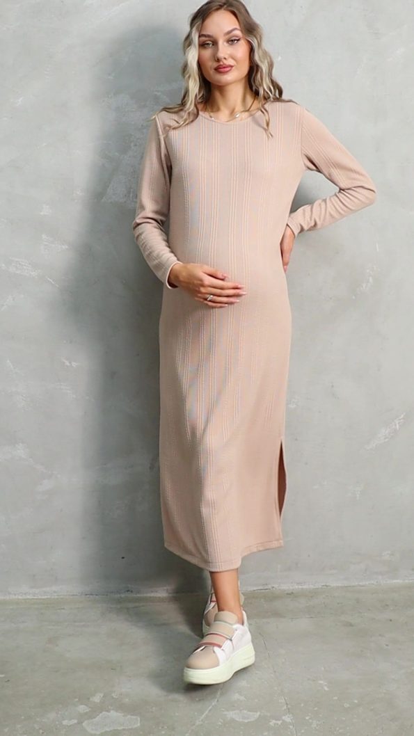 Miss World Lissa Long Sleeve Knit Pattern Dress for Maternity and New Moms