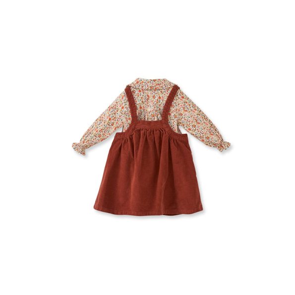 Burgundy Velvet Dress and Patterned Shirt Set