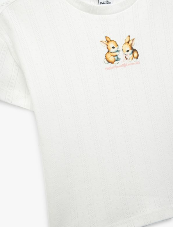 Girls' Cotton Rabbit Print Short Sleeve T-Shirt