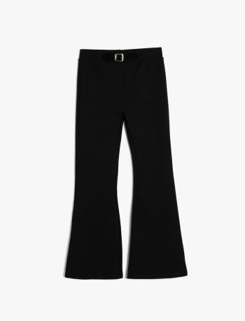Girls' Elastic Waist Flared Trousers in Viscose